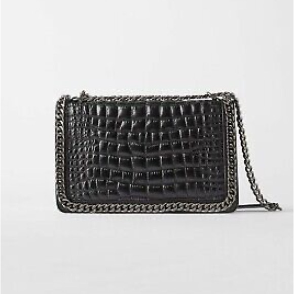 Zara Croc Crossbody With Embossed Chain Boy - Picture 2 of 9